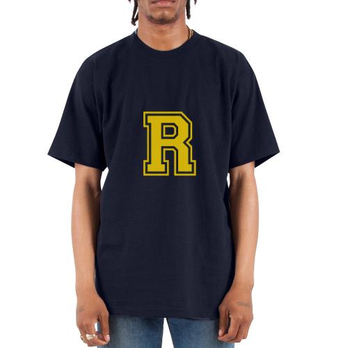 Letter R – Capital Athletic Alphabet Monogram - Unisex Oversized Heavyweight T-Shirt