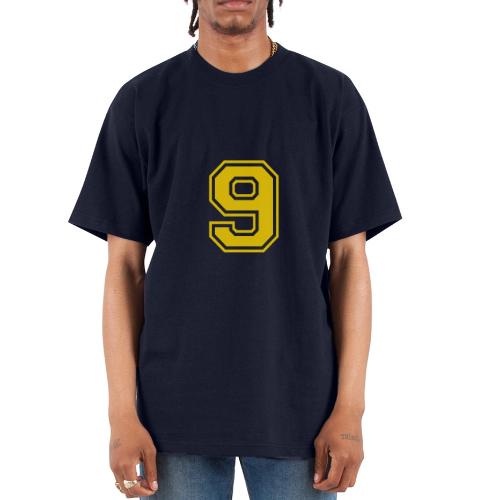 Number 9 in a classic athletic collegiate font - Unisex Oversized Heavyweight T-Shirt