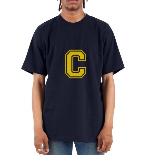 Letter C – Capital Athletic Alphabet Monogram - Unisex Oversized Heavyweight T-Shirt