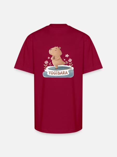 Capybara Yogi - Unisex Oversized Heavyweight T-Shirt - cardinal