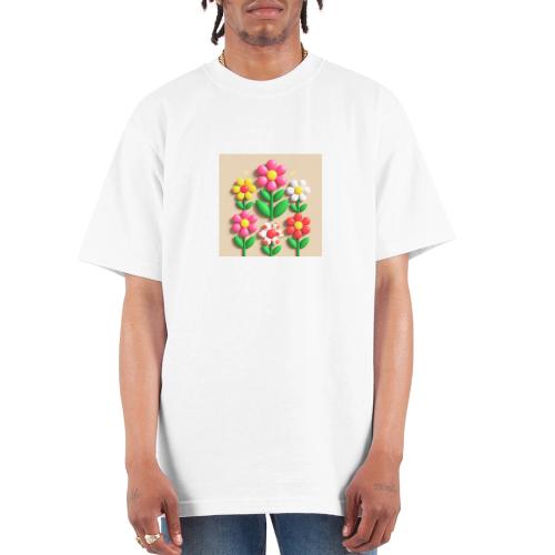 3D Flowers and Butterflies in Amber, Floral Design - Unisex Oversized Heavyweight T-Shirt