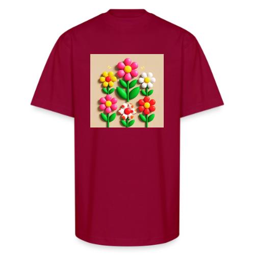 3D Flowers and Butterflies in Amber, Floral Design - Unisex Oversized Heavyweight T-Shirt