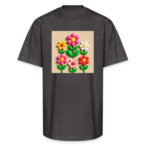 3D Flowers and Butterflies in Amber, Floral Design - Unisex Oversized Heavyweight T-Shirt