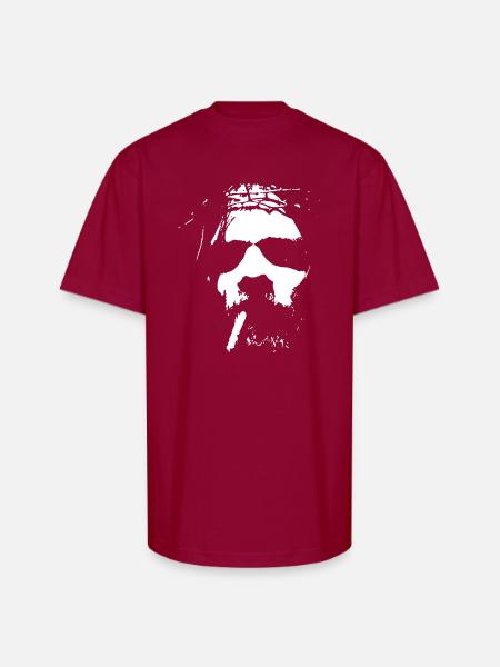 Smoking man with beard - Unisex Oversized Heavyweight T-Shirt - cardinal