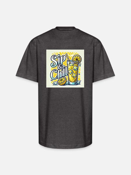 Sip Chill - Unisex Oversized Heavyweight T-Shirt - charcoal grey