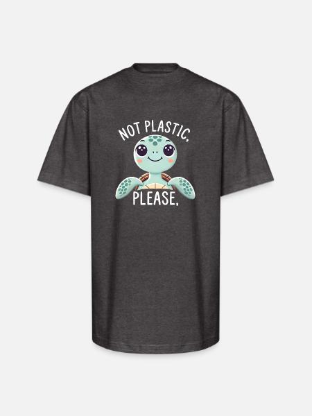 Not Plastic, Please - Unisex Oversized Heavyweight T-Shirt - charcoal grey