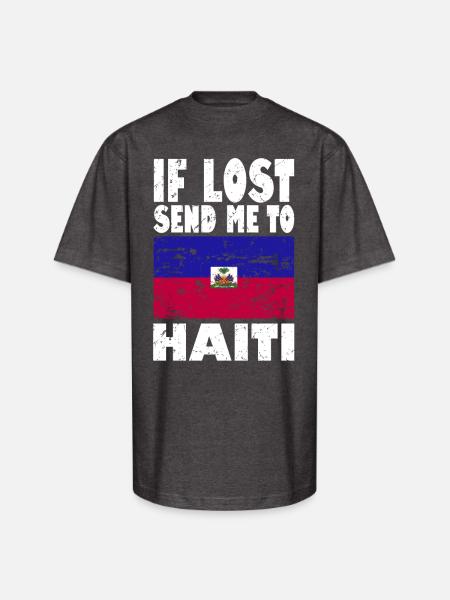 Haiti Flag Saying - Unisex Oversized Heavyweight T-Shirt - charcoal grey