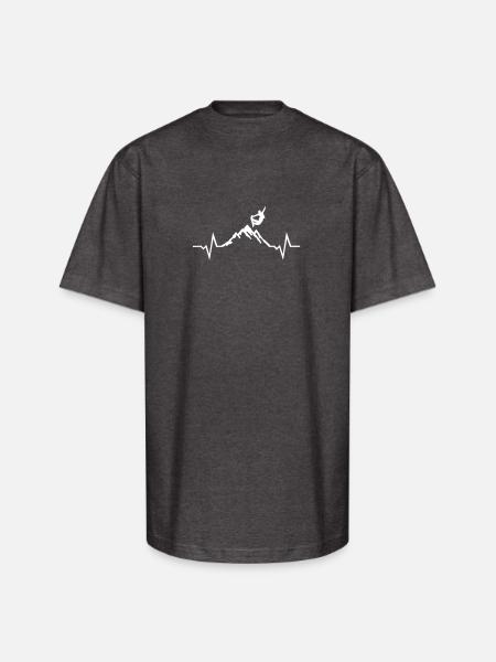 Snowboarding - Snowboarder, Mountain & ECG - Unisex Oversized Heavyweight T-Shirt - charcoal grey