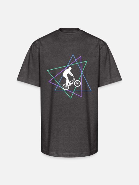 Geometric BMX Stunt Rider - Unisex Oversized Heavyweight T-Shirt - charcoal grey