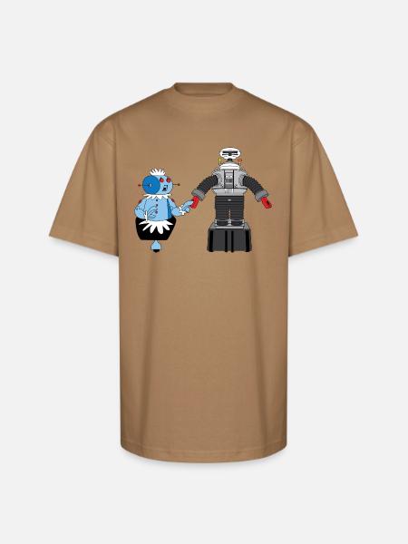 Rosie and Lost in Space Robot - Unisex Oversized Heavyweight T-Shirt - khaki