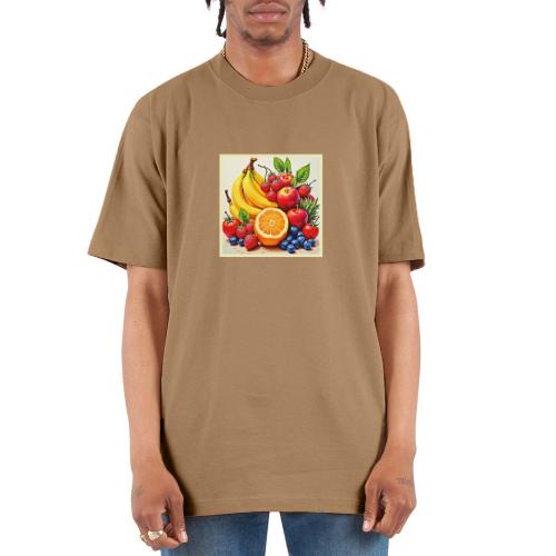 Vibrant Fresh Fruit Delight Design - Unisex Oversized Heavyweight T-Shirt