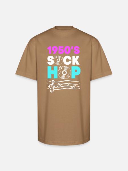 Retro Sock Hop Dancer - Unisex Oversized Heavyweight T-Shirt - khaki