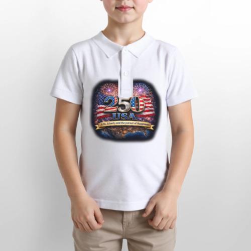 USA 250th Celebration - Gildan Kid's 50/50 Jersey Polo