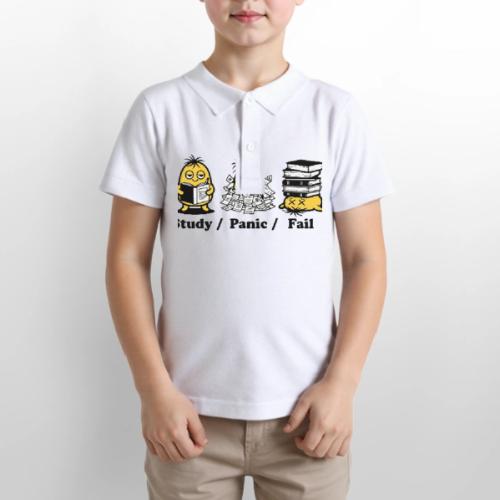 Funny Student Study Panic Fail Back To School - Gildan Kid's 50/50 Jersey Polo