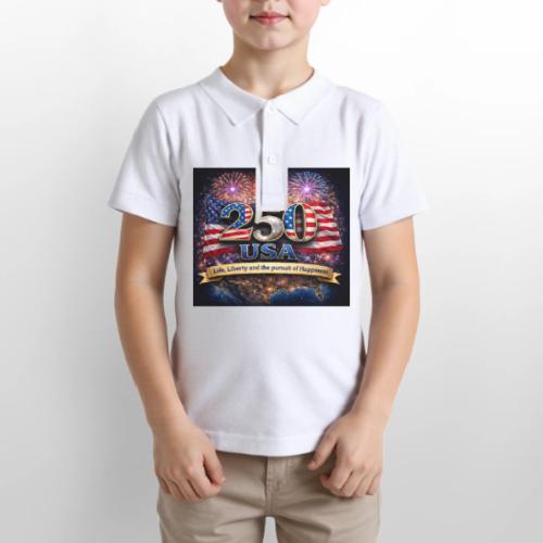 USA 250th Celebration - Gildan Kid's 50/50 Jersey Polo