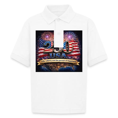 USA 250th Celebration - Gildan Kid's 50/50 Jersey Polo