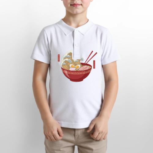 The Great Wave of Ramen - Gildan Kid's 50/50 Jersey Polo