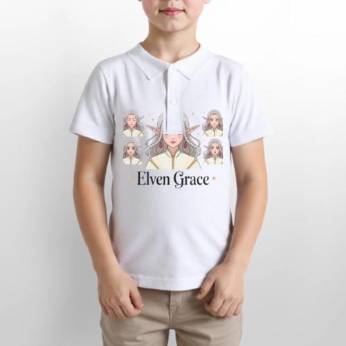 Elven Grace Fantasy Elf Maiden Graphic Magic - Gildan Kid's 50/50 Jersey Polo