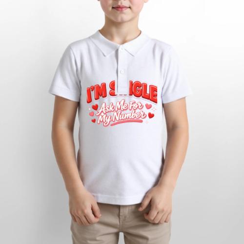 I’m Single Retro Bubble - Gildan Kid's 50/50 Jersey Polo