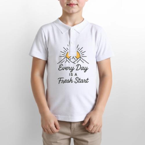 Inspirational Mountain Sunrise Motif - Gildan Kid's 50/50 Jersey Polo