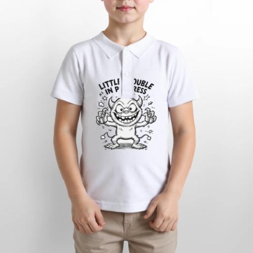 Playful Mischief Demon Illustration - Gildan Kid's 50/50 Jersey Polo