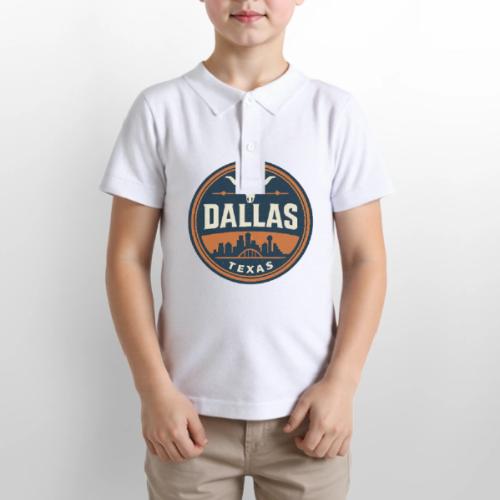 Vintage Dallas Texas Western Skyline Retro Cowboy - Gildan Kid's 50/50 Jersey Polo