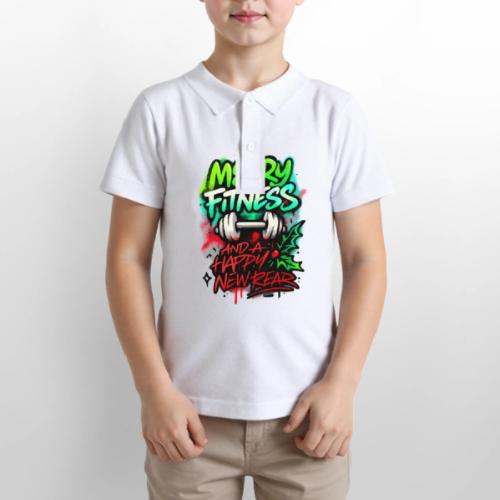 Merry Fitness Christmas Gym Humor - Gildan Kid's 50/50 Jersey Polo
