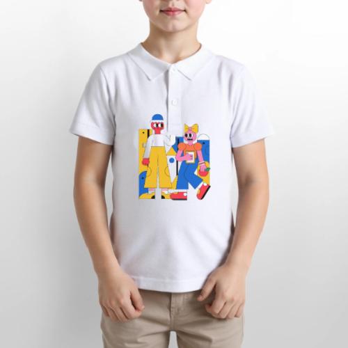 Bold Geometric Duo Pop Art - Gildan Kid's 50/50 Jersey Polo