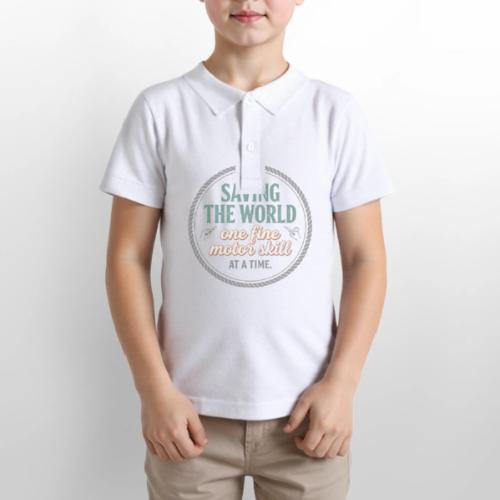 Saving the World: Fine Motor Skills Hero - Gildan Kid's 50/50 Jersey Polo