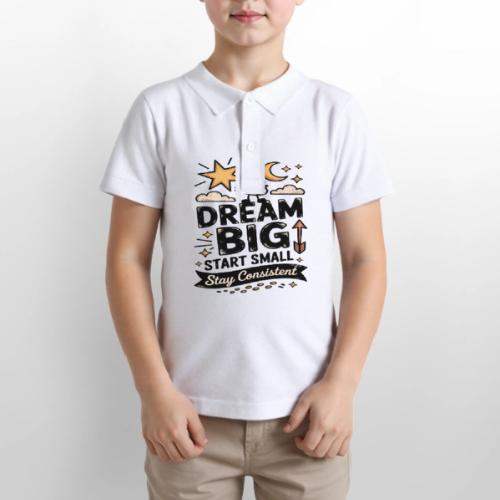 Dream Big Start Small Stay Consistent - Gildan Kid's 50/50 Jersey Polo