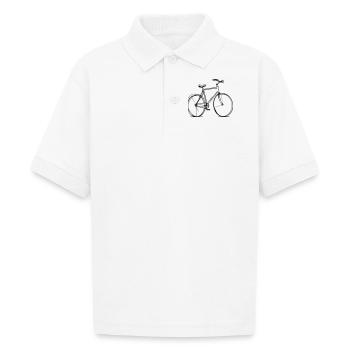 bicycle bike cycle - line drawing - cyclist biking - Gildan Kid's 50/50 Jersey Polo - white - Front - Braiden (125cm)