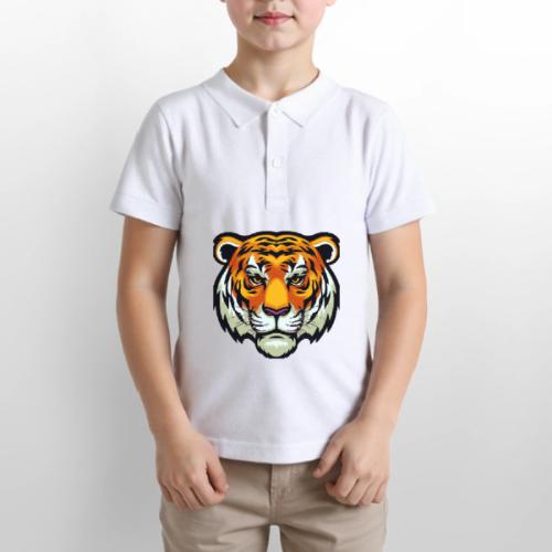 Tiger Fashion Feline Animal, Tiger Willing Success - Gildan Kid's 50/50 Jersey Polo