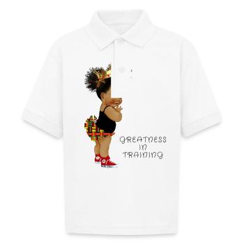 Greatness In Training 2 - Gildan Kid's 50/50 Jersey Polo - white - Front - Braiden (125cm)