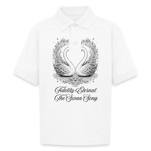 Poetic Swan T-Shirt - Gildan Kid's 50/50 Jersey Polo