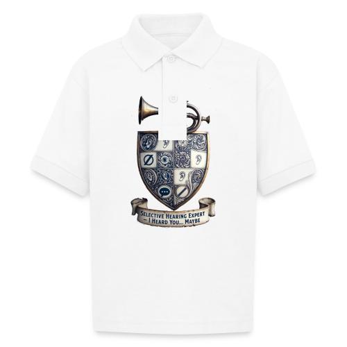Selective Hearing Expert Crest T Shirt - Gildan Kid's 50/50 Jersey Polo