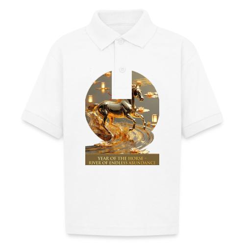 Year of the Horse Abundance T Shirt, Lunar NY Gift - Gildan Kid's 50/50 Jersey Polo