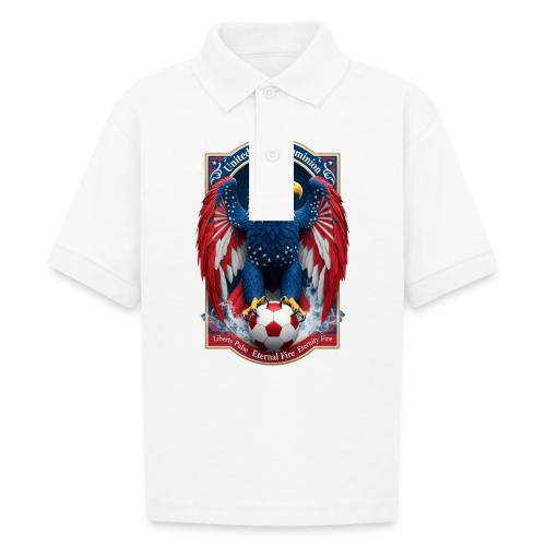 USA Eagle Emblem T Shirt, USA Soccer Pride Gift - Gildan Kid's 50/50 Jersey Polo