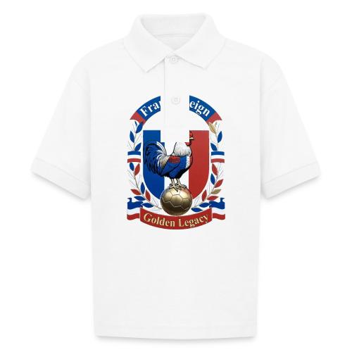 France Rooster Reign T-Shirt, Tricolore Pride Gift - Gildan Kid's 50/50 Jersey Polo