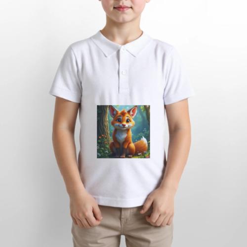 Magical fantasy fox in enchanted forest scene - Gildan Kid's 50/50 Jersey Polo
