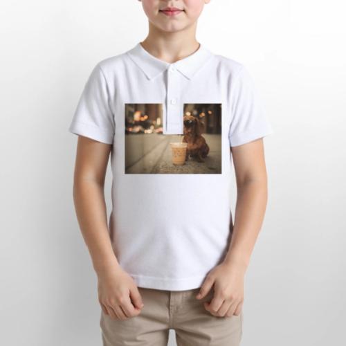 Funny Dachshund Iced Coffee Lover Tee - Gildan Kid's 50/50 Jersey Polo