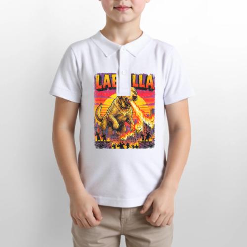 Labzilla Giant Yellow Labrador Monster Tee - Gildan Kid's 50/50 Jersey Polo