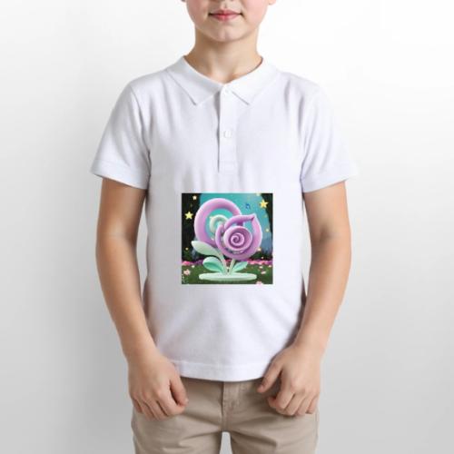 Lila Bloom | Double Floral Eco-Inspired Art - Gildan Kid's 50/50 Jersey Polo