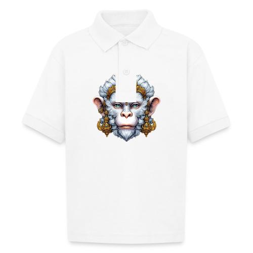 Thai Hanuman Monkey Deity Mask - Gildan Kid's 50/50 Jersey Polo
