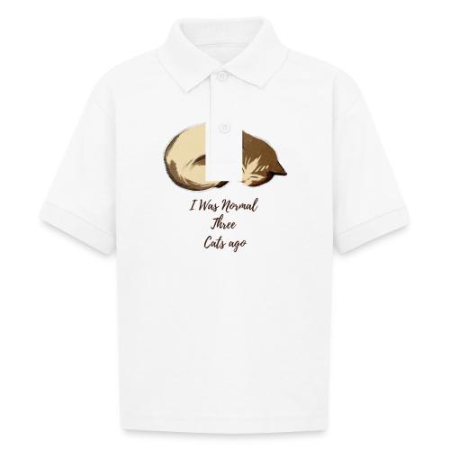 I Was Normal Three Cats Ago Funny Cat T-Shirt - Gildan Kid's 50/50 Jersey Polo