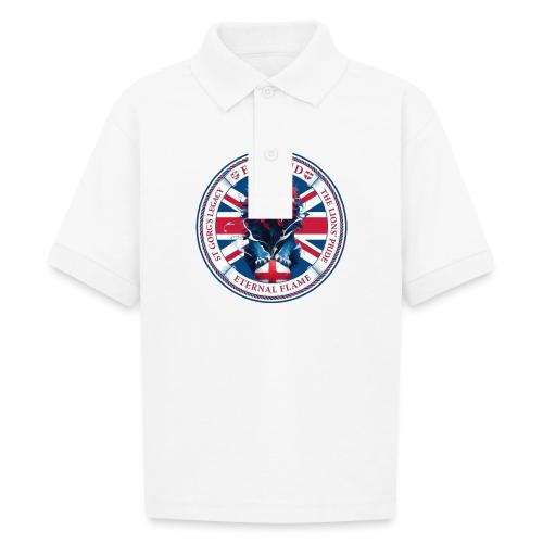 England Lion Emblem T Shirt, Flag Pride Gift - Gildan Kid's 50/50 Jersey Polo