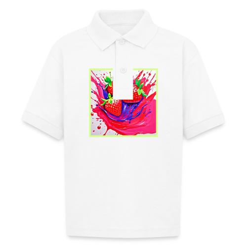 Vibrant Strawberry Splash - Gildan Kid's 50/50 Jersey Polo