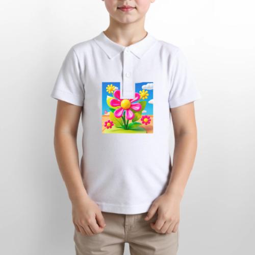 Pink Floral Peace | Sky & Nature Design - Gildan Kid's 50/50 Jersey Polo