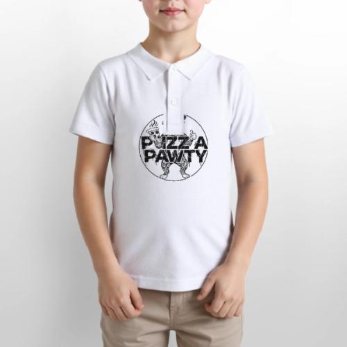 Pizza Pawty Bulldog T-Shirt | Funny Dog Pizza Tee - Gildan Kid's 50/50 Jersey Polo