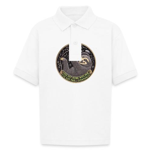Sloth Home Watcher T Shirt - Gildan Kid's 50/50 Jersey Polo