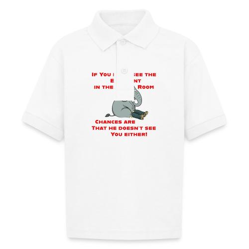 Elephant in the Room Meme - Gildan Kid's 50/50 Jersey Polo